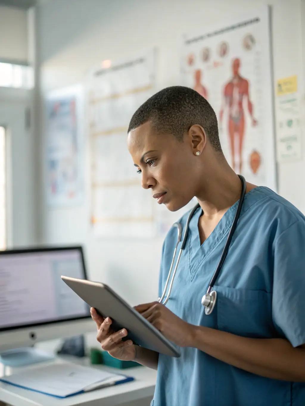 A doctor reviewing a patient's medical chart during a consultation, emphasizing personalized care and treatment planning.