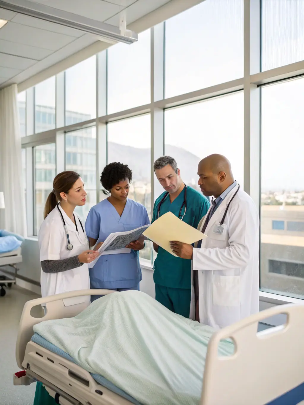 A group of doctors discussing a patient's case, highlighting the collaborative approach to managing complex infectious diseases at Infectious Disease Consultants of South Jersey.